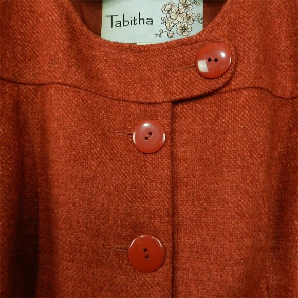 Anthropologie Tabitha Blustery Days Vest Size 6 Rust Orange Tweed Belted Jacket - Picture 4 of 15